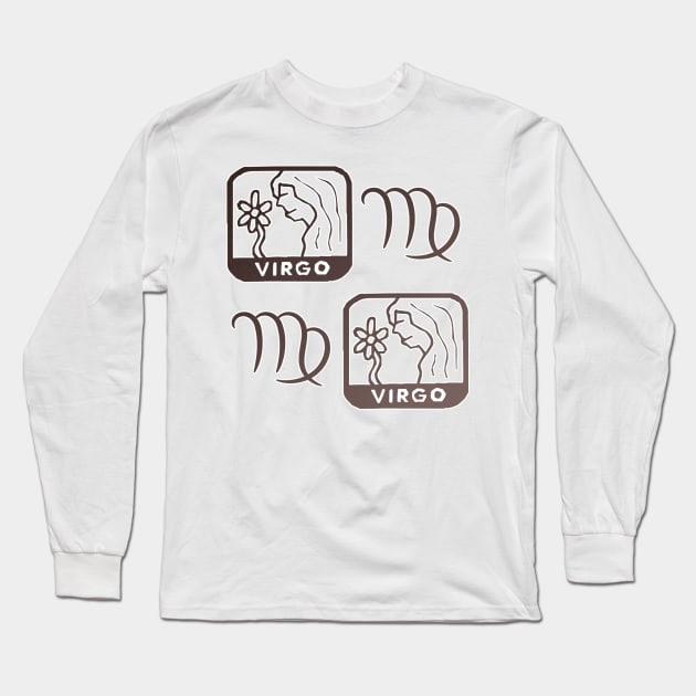 Virgo Birth Sign - Brown Long Sleeve T-Shirt by BurritoKitty